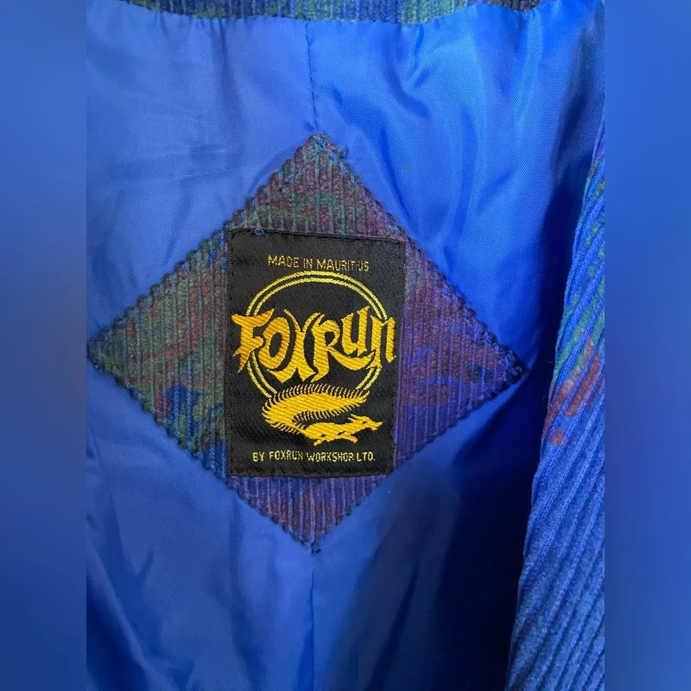 Fox Run Vintage Vibrant Blue Corduroy Floral Sport Coat Blazer 80s Size 15/16 - Picture 4 of 10